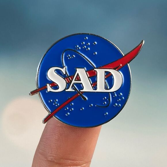 Sad Enamel Pin/ Brooch Lapel - Picture 1 of 6